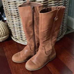 Knee high girls brown leather boots